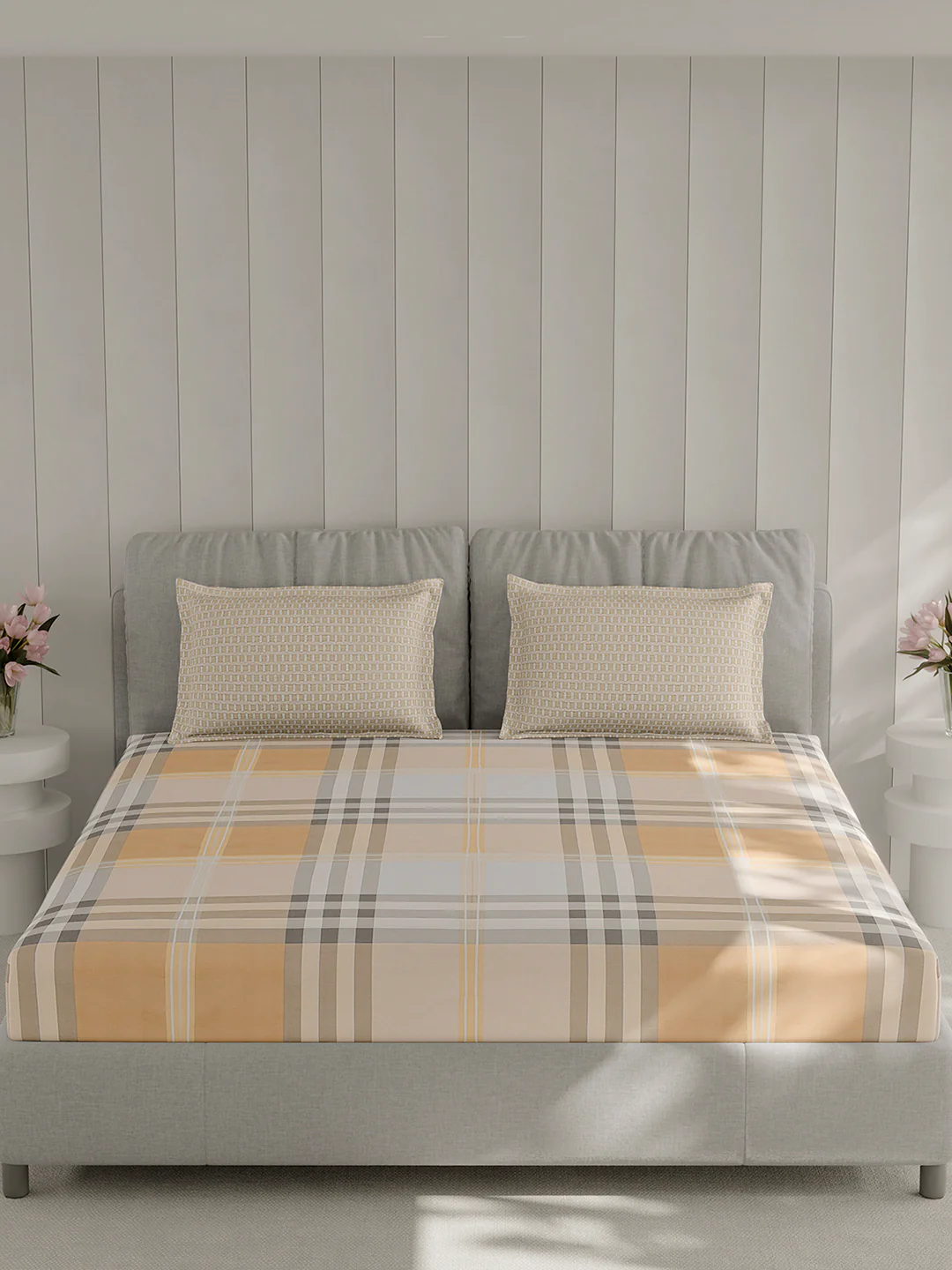 210 TC Cotton Double Bed 1 Bedsheet with 2 Pillow Covers (Ramona) - Image 3