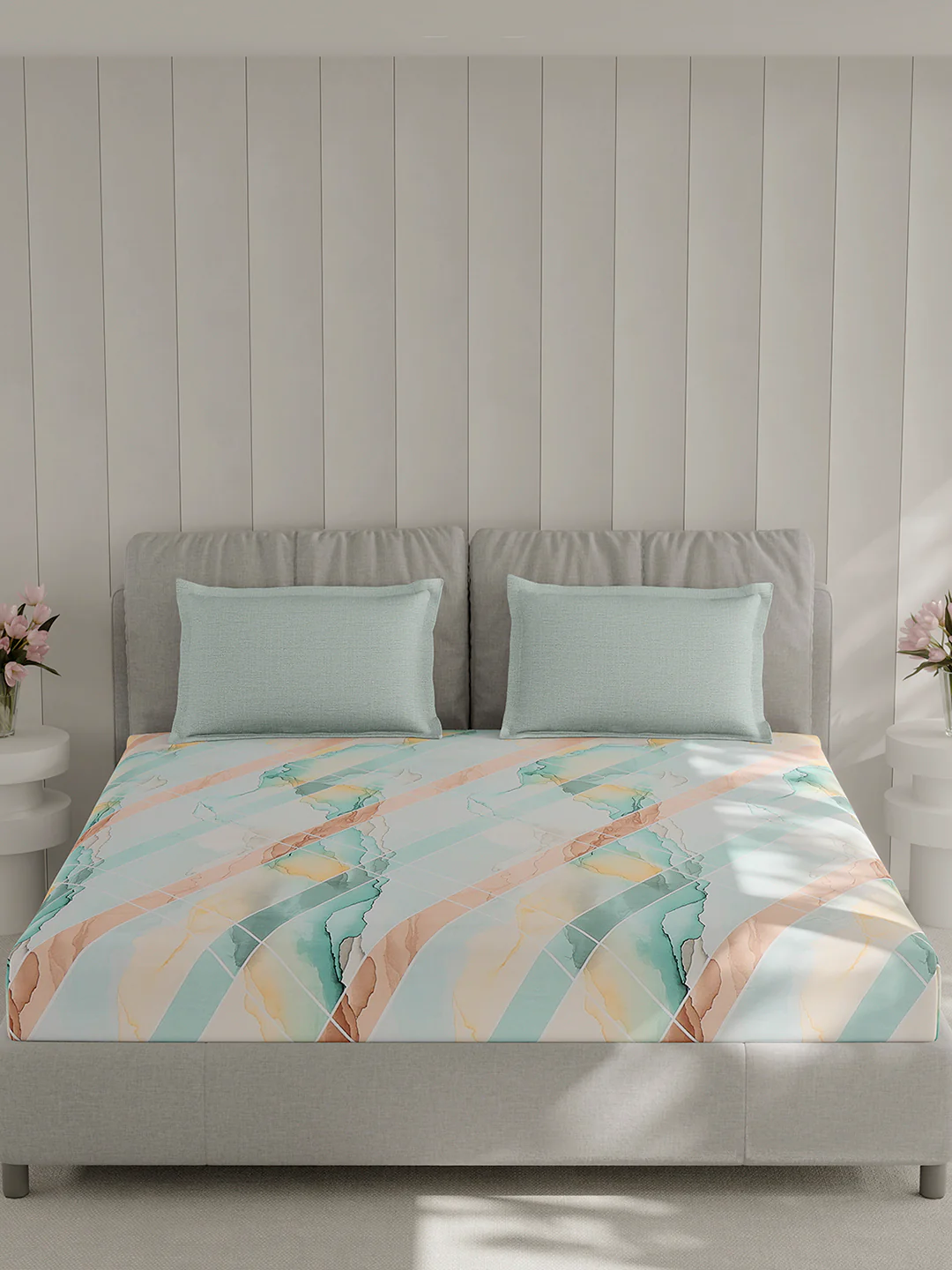 210 TC Cotton Double Bed 1 Bedsheet with 2 Pillow Covers (Ramona) - Image 3