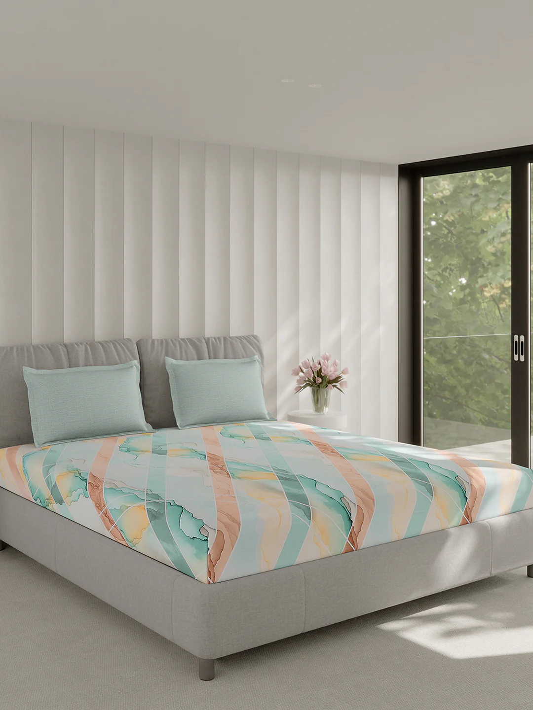 210 TC Cotton Double Bed 1 Bedsheet with 2 Pillow Covers (Ramona) - Image 4