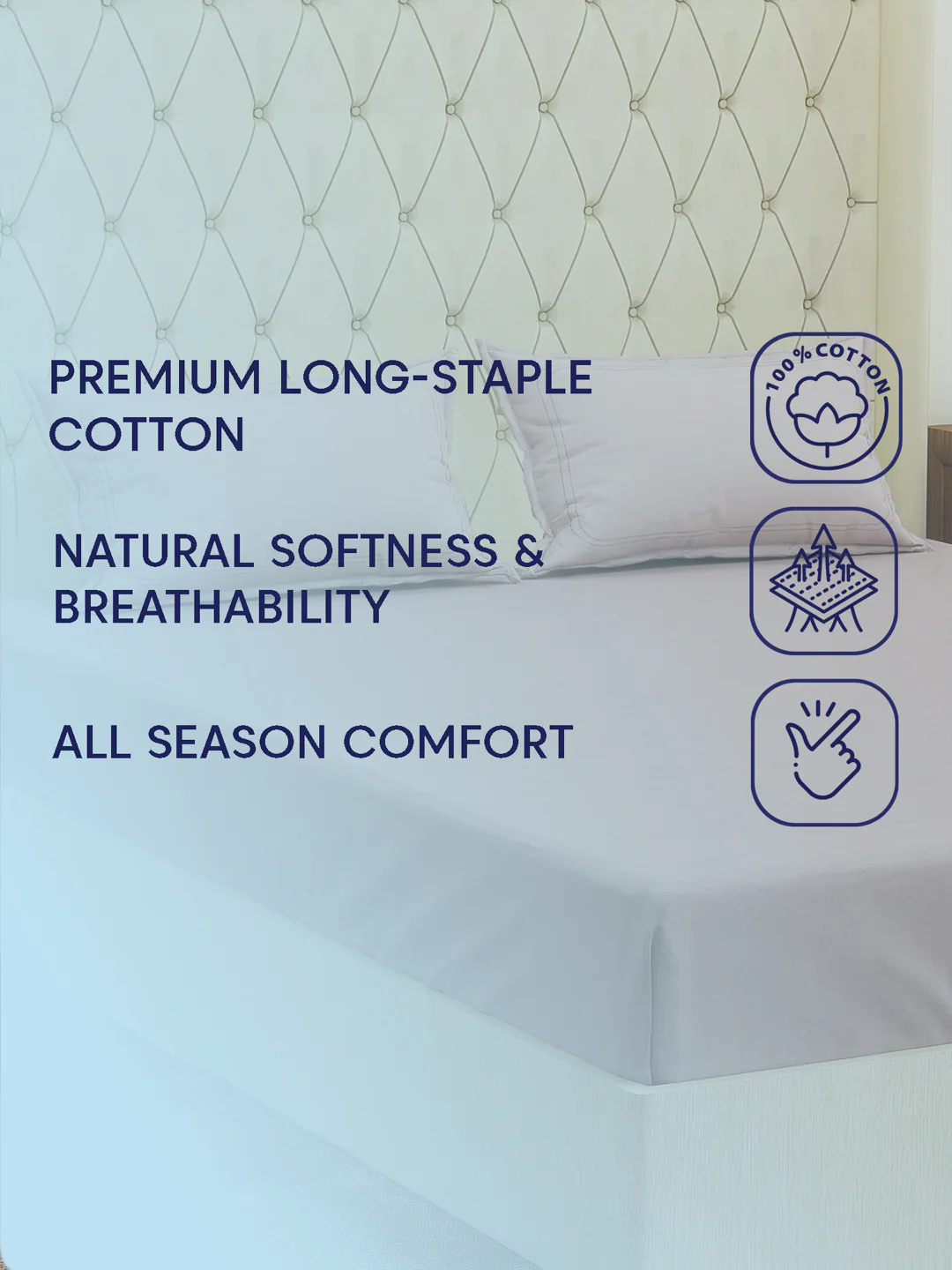 Premium 210 TC Pure Cotton King Size Bedsheet with 2 Pillow Covers Classique Casa Solids Collection - Image 9