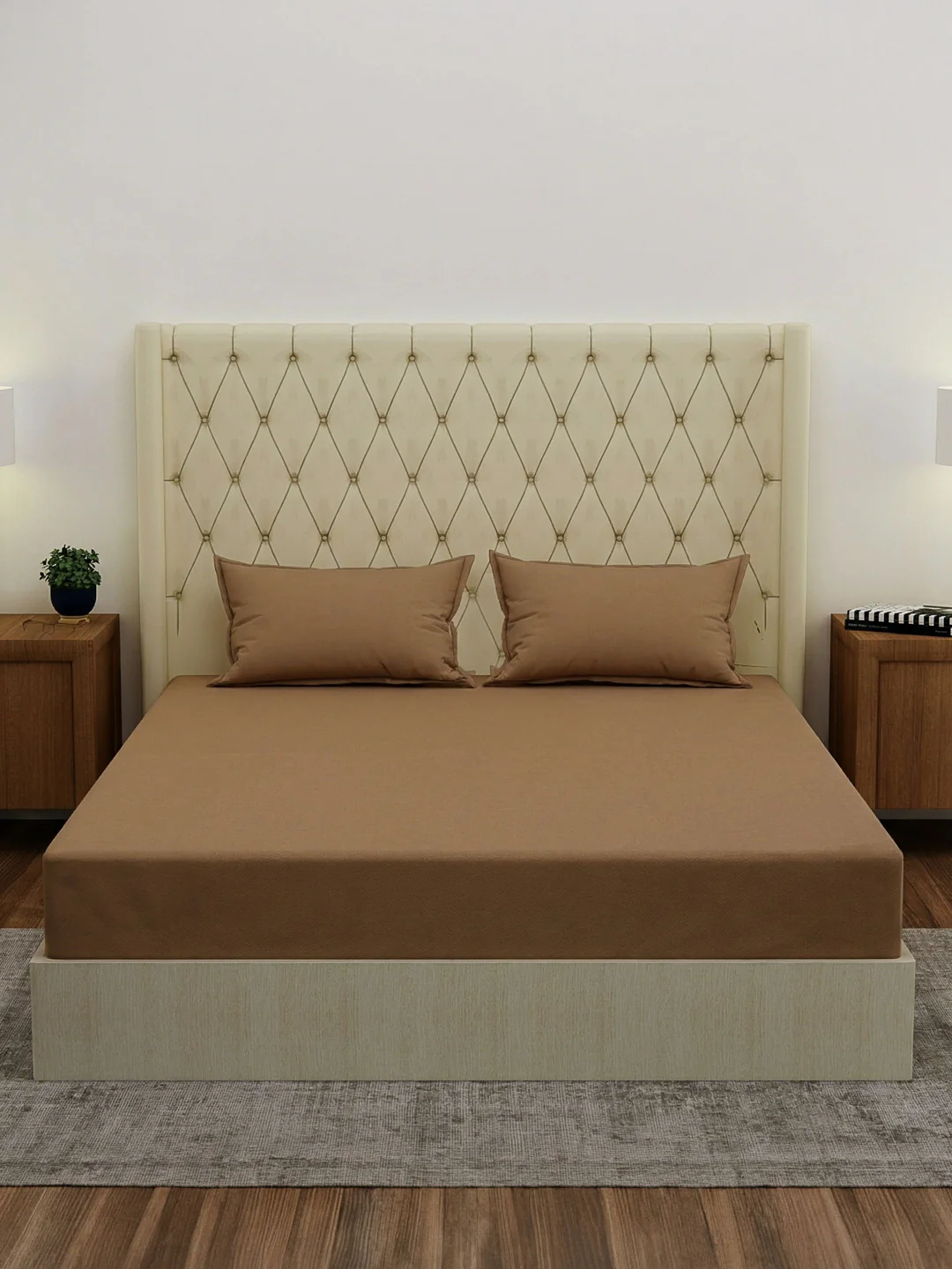 Premium 210 TC Pure Cotton King Size Bedsheet with 2 Pillow Covers Classique Casa Solids Collection - Image 3