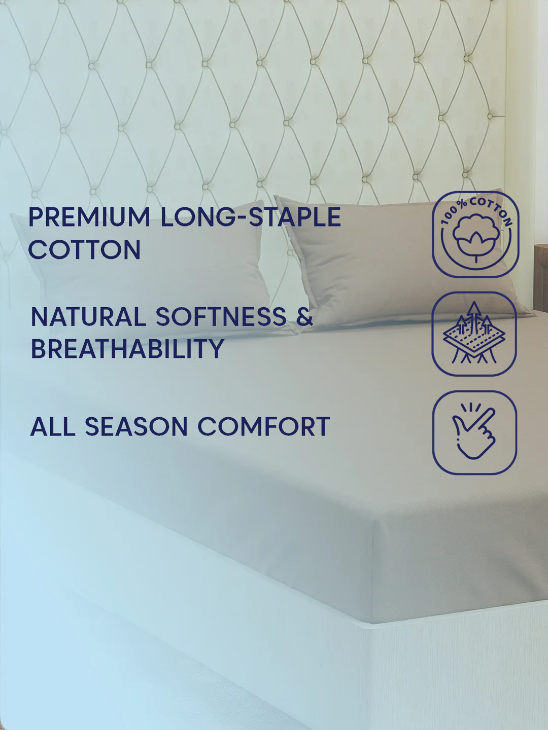 Premium 210 TC Pure Cotton King Size Bedsheet with 2 Pillow Covers Classique Casa Solids Collection - Image 9
