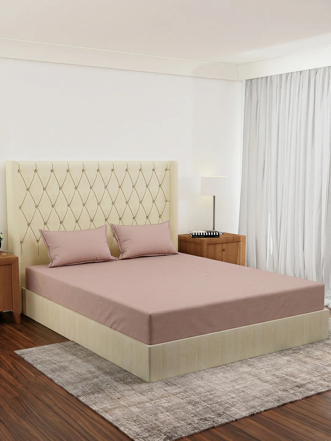 Premium 210 TC Pure Cotton King Size Bedsheet with 2 Pillow Covers Classique Casa Solids Collection - Image 2