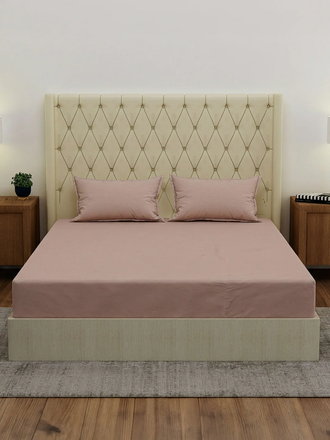 Premium 210 TC Pure Cotton King Size Bedsheet with 2 Pillow Covers Classique Casa Solids Collection - Image 3