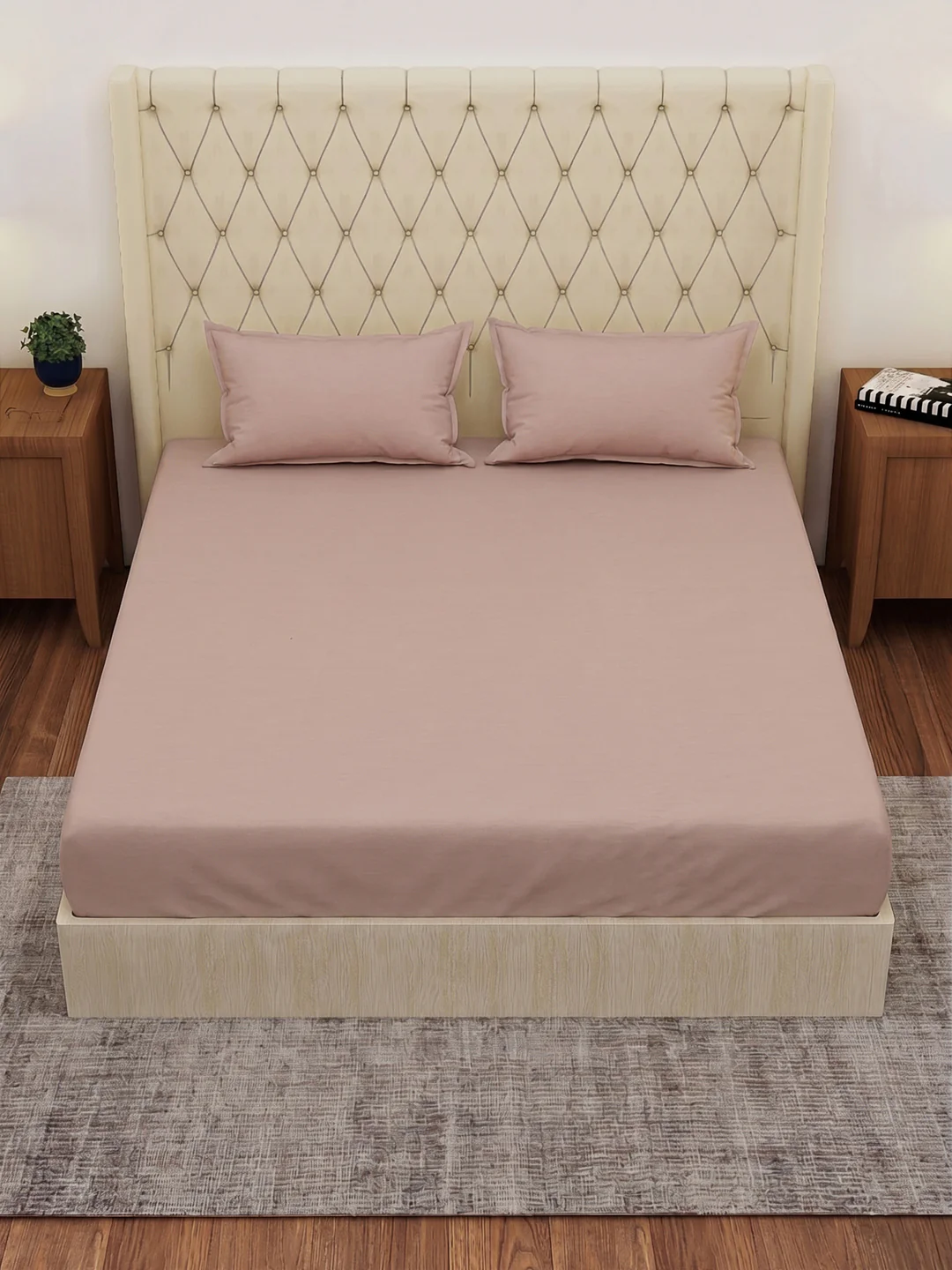 Premium 210 TC Pure Cotton King Size Bedsheet with 2 Pillow Covers Classique Casa Solids Collection - Image 4