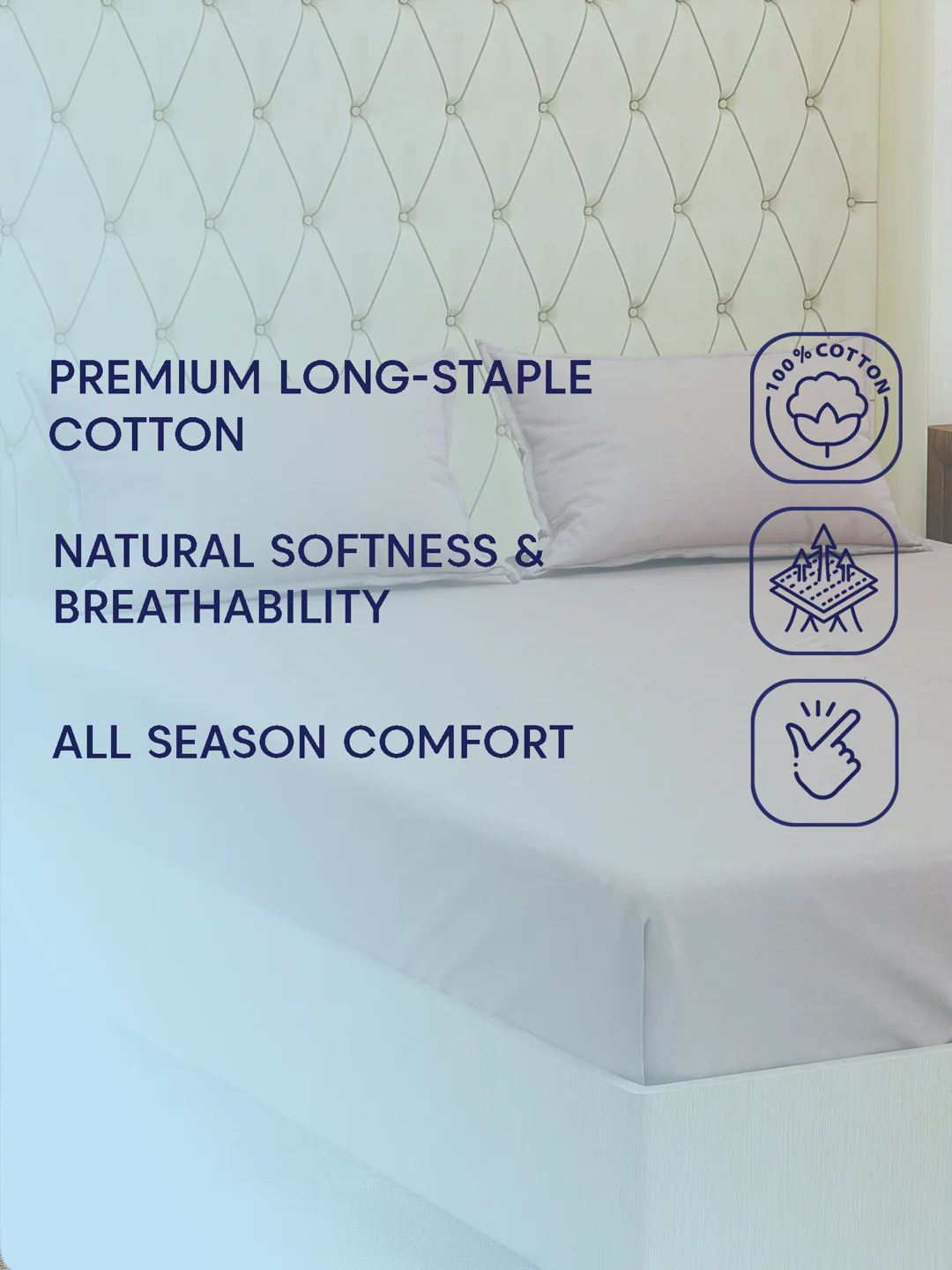 Premium 210 TC Pure Cotton King Size Bedsheet with 2 Pillow Covers Classique Casa Solids Collection - Image 9