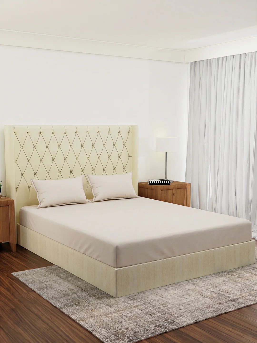 Premium 210 TC Pure Cotton King Size Bedsheet with 2 Pillow Covers Classique Casa Solids Collection - Image 2