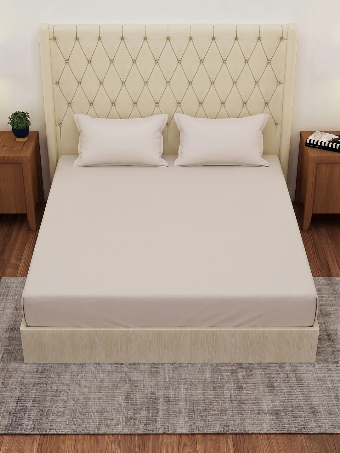 Premium 210 TC Pure Cotton King Size Bedsheet with 2 Pillow Covers Classique Casa Solids Collection - Image 4