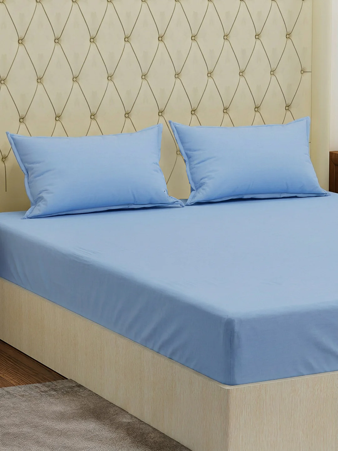 Premium 210 TC Pure Cotton King Size Bedsheet with 2 Pillow Covers Classique Casa Solids Collection