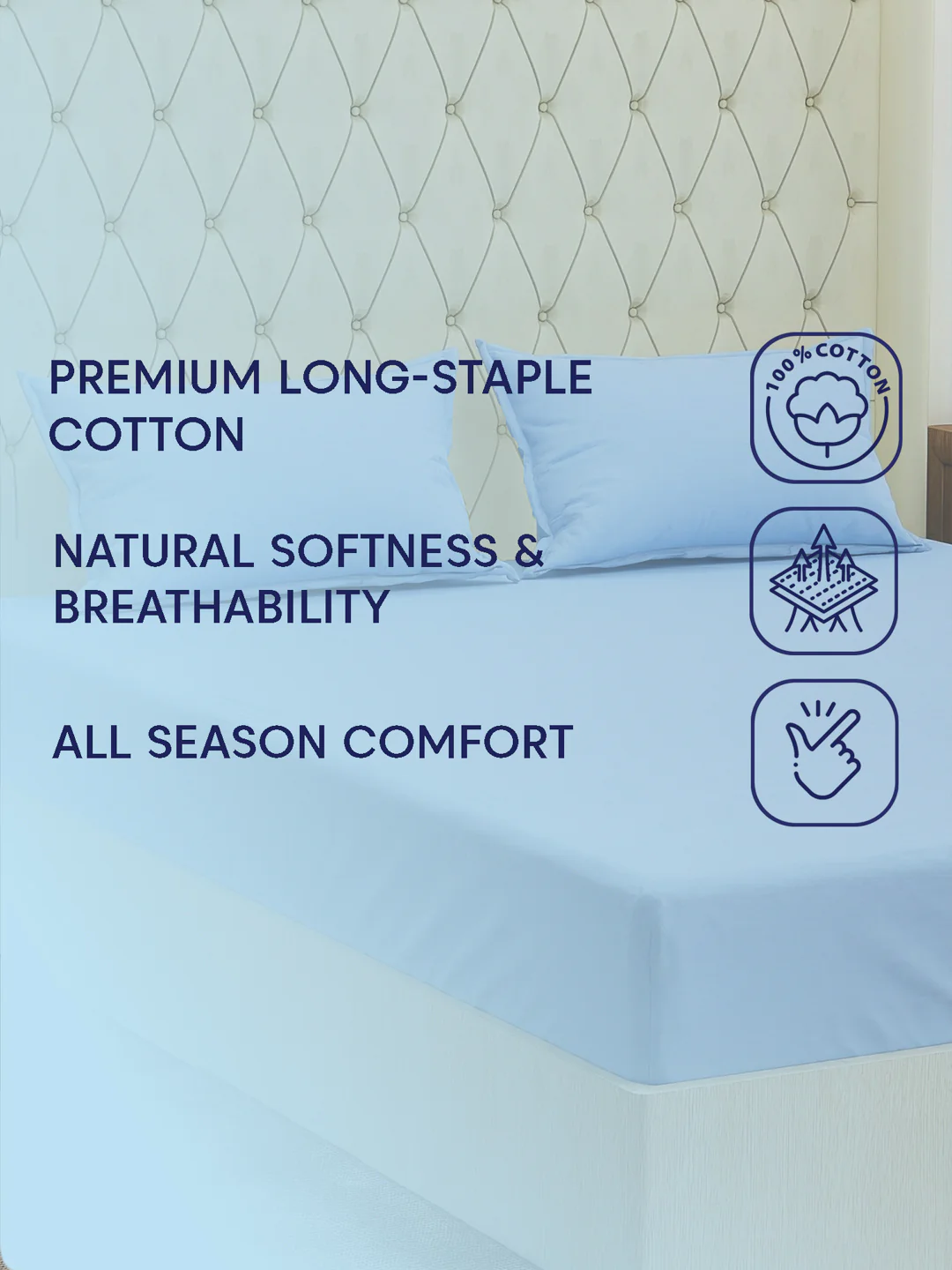 Premium 210 TC Pure Cotton King Size Bedsheet with 2 Pillow Covers Classique Casa Solids Collection - Image 9