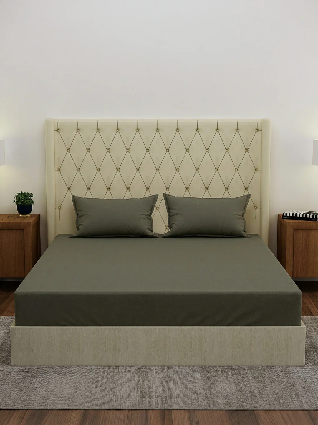 Premium 210 TC Pure Cotton King Size Bedsheet with 2 Pillow Covers Classique Casa Solids Collection - Image 3