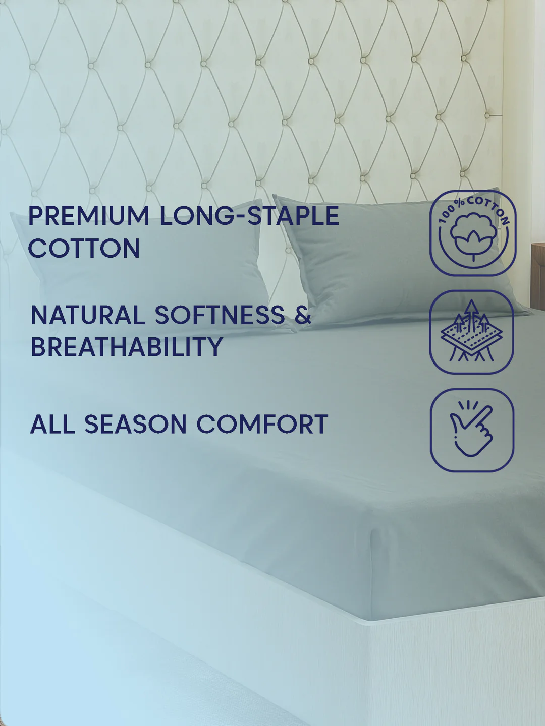 Premium 210 TC Pure Cotton King Size Bedsheet with 2 Pillow Covers Classique Casa Solids Collection - Image 9