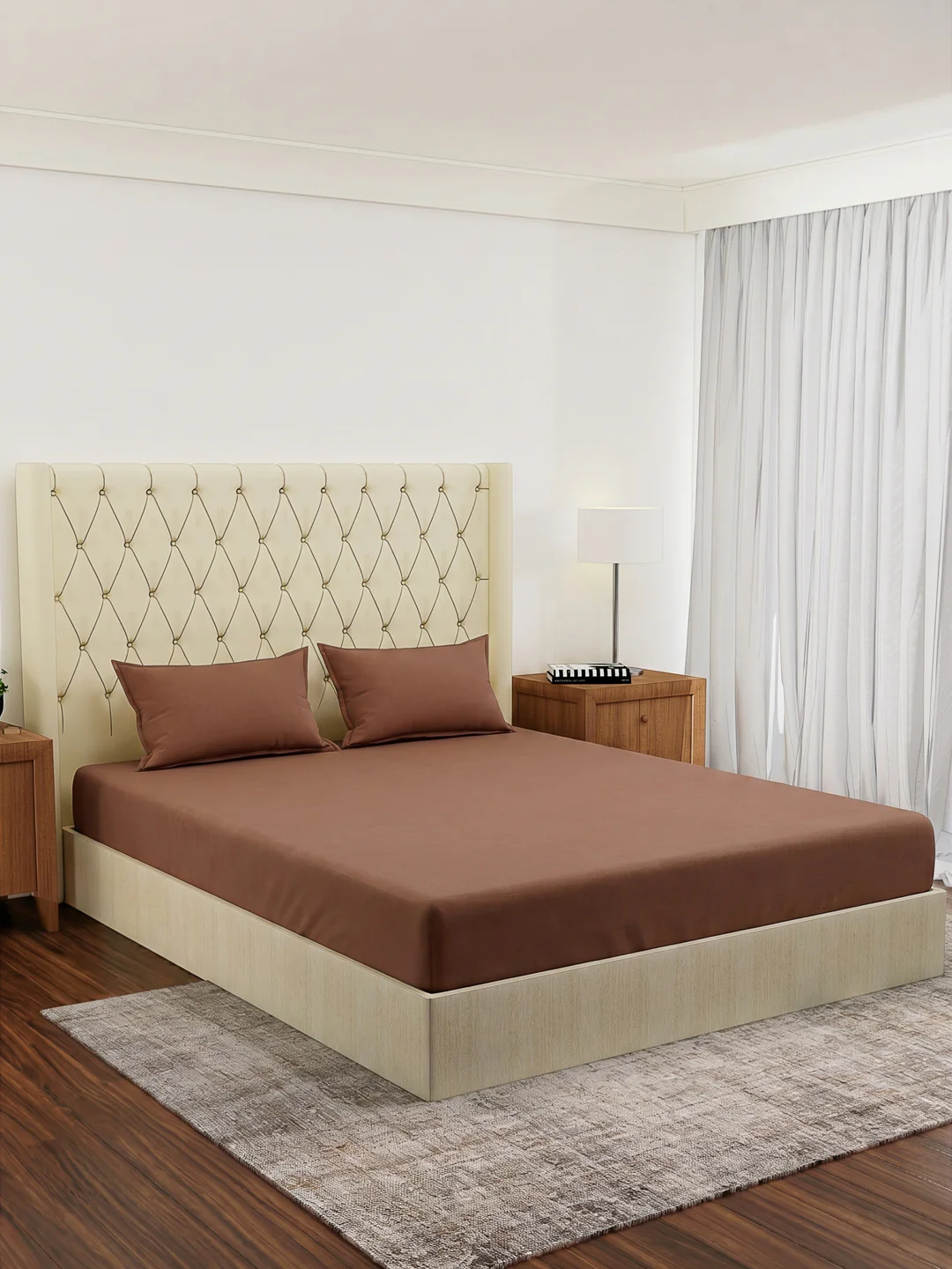 Premium 210 TC Pure Cotton King Size Bedsheet with 2 Pillow Covers Classique Casa Solids Collection - Image 2