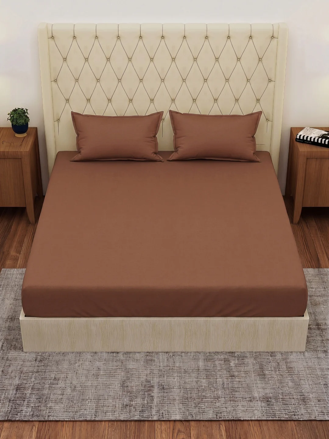 Premium 210 TC Pure Cotton King Size Bedsheet with 2 Pillow Covers Classique Casa Solids Collection - Image 4