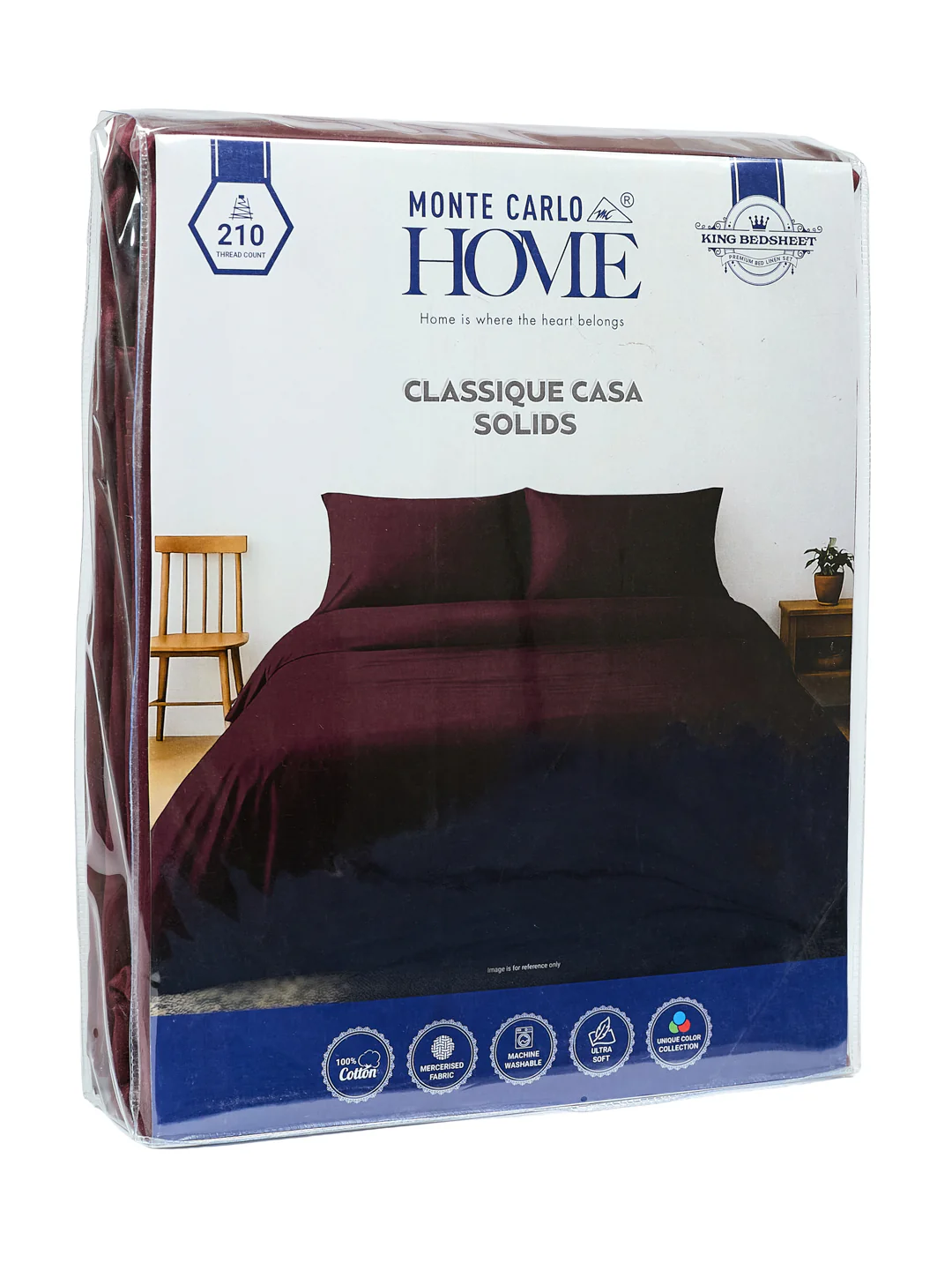 Premium 210 TC Pure Cotton King Size Bedsheet with 2 Pillow Covers Classique Casa Solids Collection - Image 11