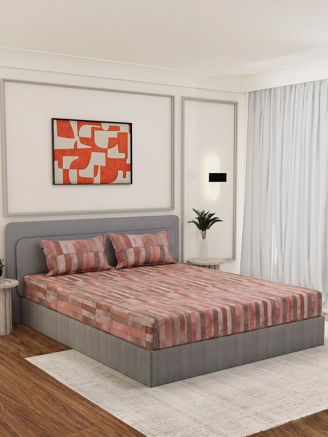 Premium 210 TC Pure Cotton King Size Bedsheet with 2 Pillow Covers Classique Mosaic Collection - Image 2