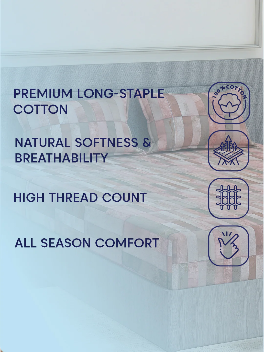 Premium 210 TC Pure Cotton King Size Bedsheet with 2 Pillow Covers Classique Mosaic Collection - Image 9