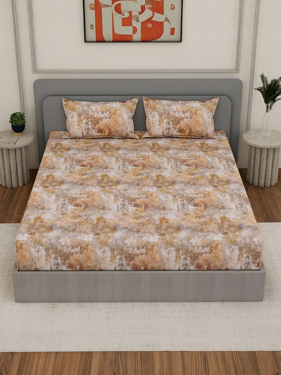 Premium 210 TC Pure Cotton King Size Bedsheet with 2 Pillow Covers Classique Mosaic Collection - Image 4