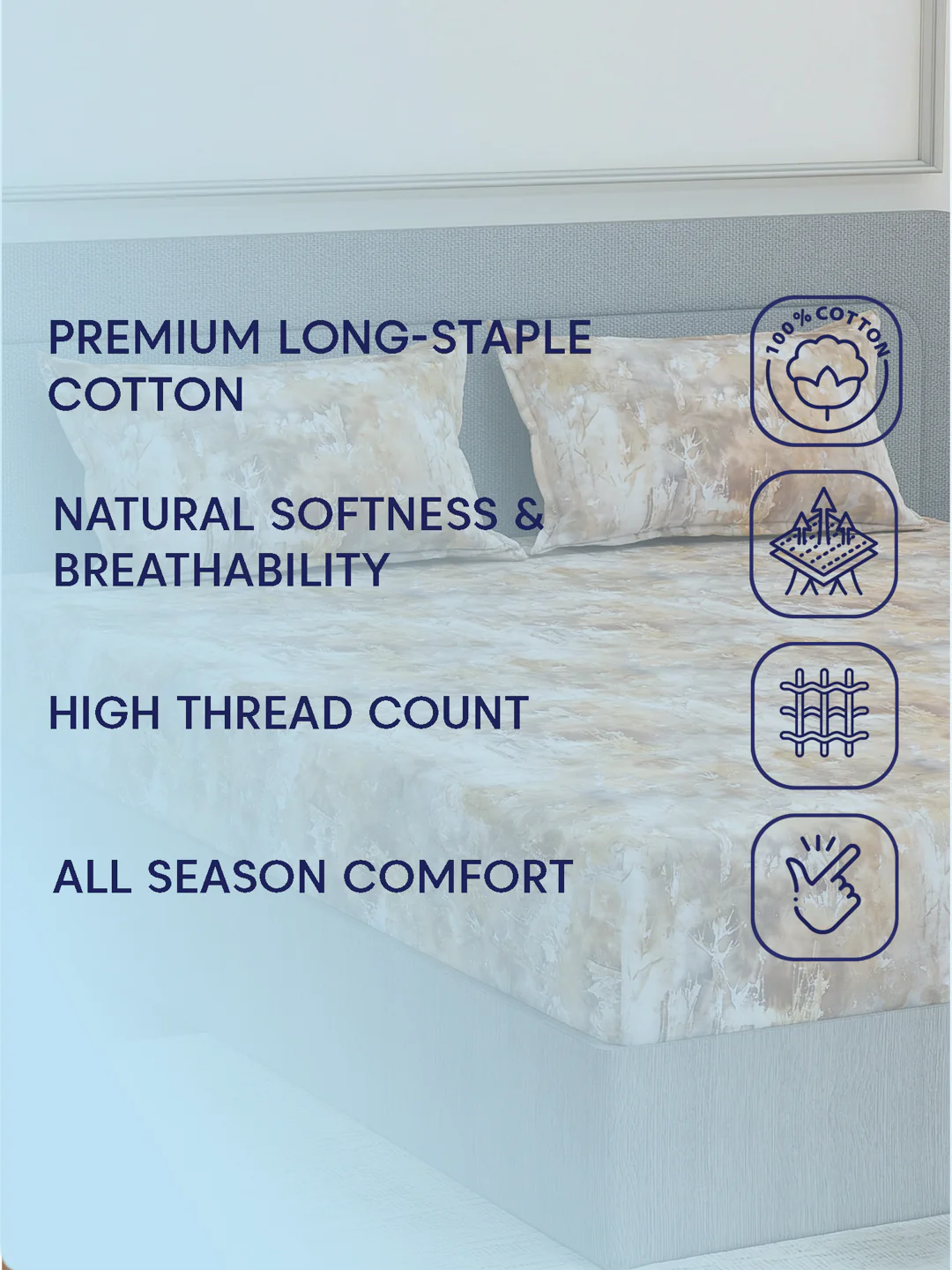 Premium 210 TC Pure Cotton King Size Bedsheet with 2 Pillow Covers Classique Mosaic Collection - Image 9
