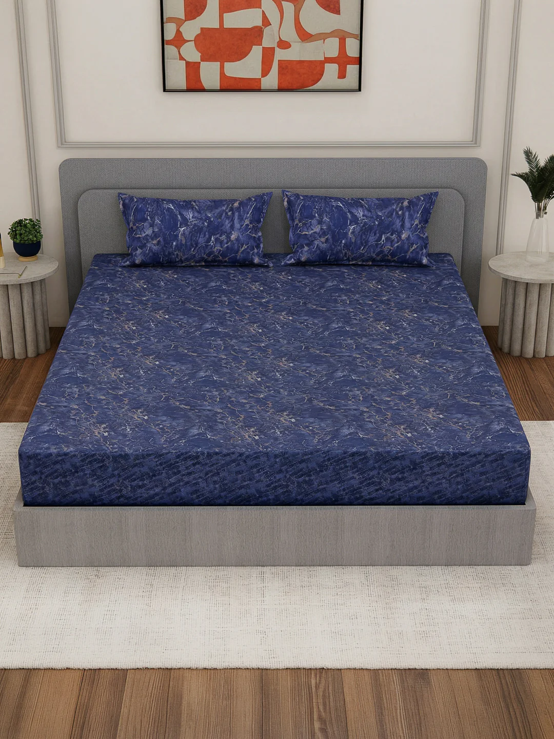 Premium 210 TC Pure Cotton King Size Bedsheet with 2 Pillow Covers Classique Mosaic Collection - Image 4