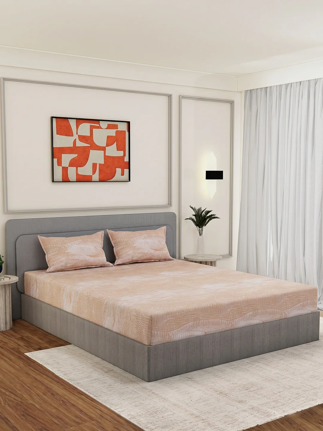 Premium 210 TC Pure Cotton King Size Bedsheet with 2 Pillow Covers Classique Mosaic Collection - Image 2