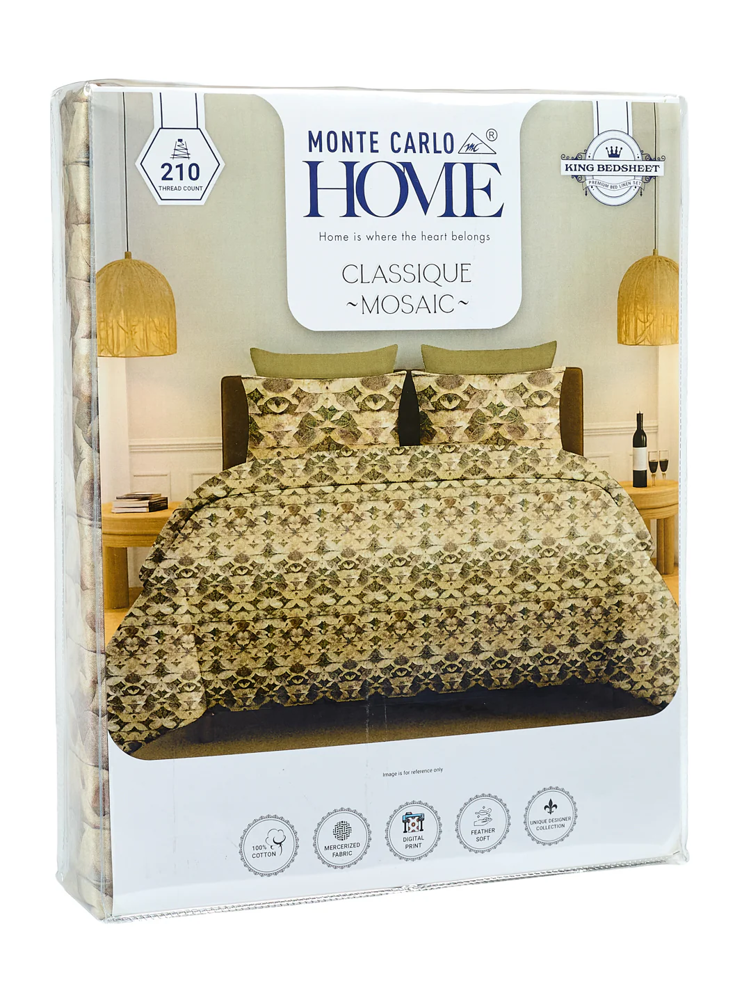 Premium 210 TC Pure Cotton King Size Bedsheet with 2 Pillow Covers Classique Mosaic Collection - Image 11