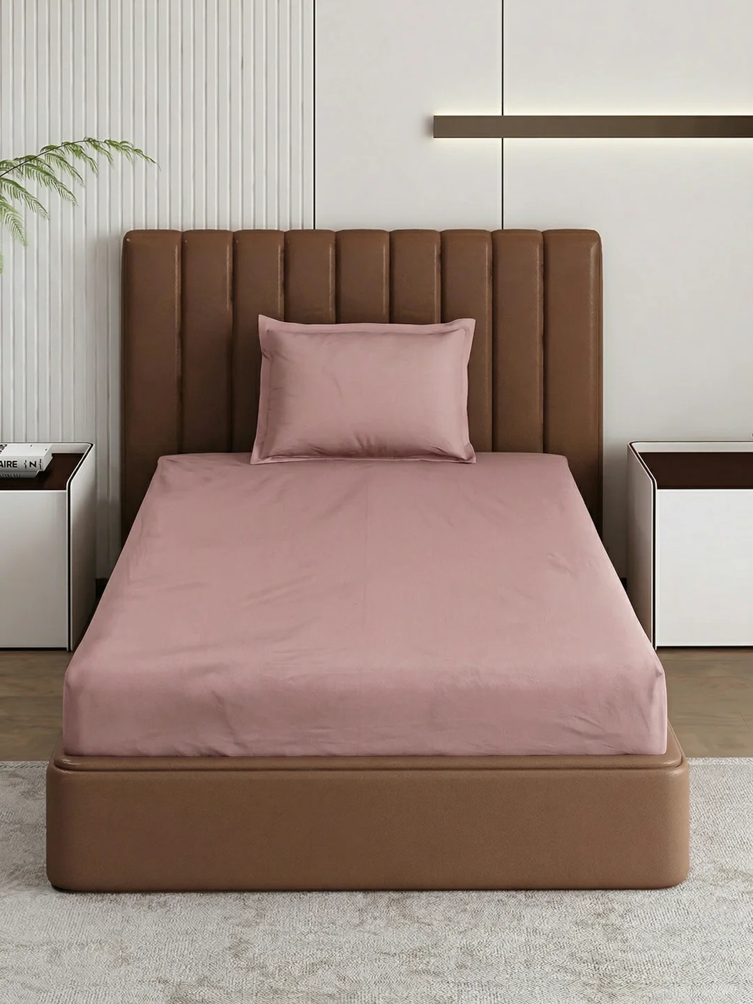 Premium 210 TC Pure Cotton Single Bed Bedsheet with 1 Pillow Cover Classique Casa Solids Collection - Image 3
