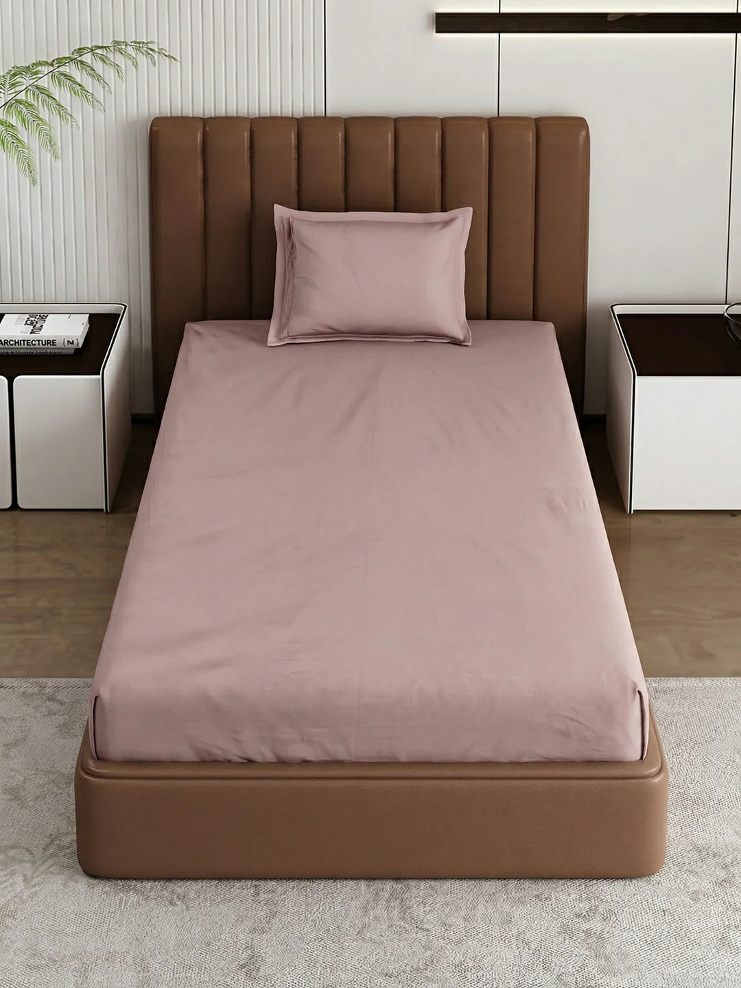 Premium 210 TC Pure Cotton Single Bed Bedsheet with 1 Pillow Cover Classique Casa Solids Collection - Image 4