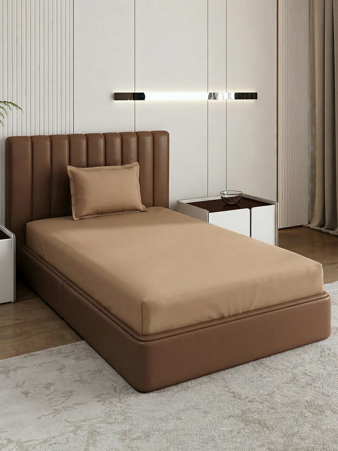 Premium 210 TC Pure Cotton Single Bed Bedsheet with 1 Pillow Cover Classique Casa Solids Collection - Image 2
