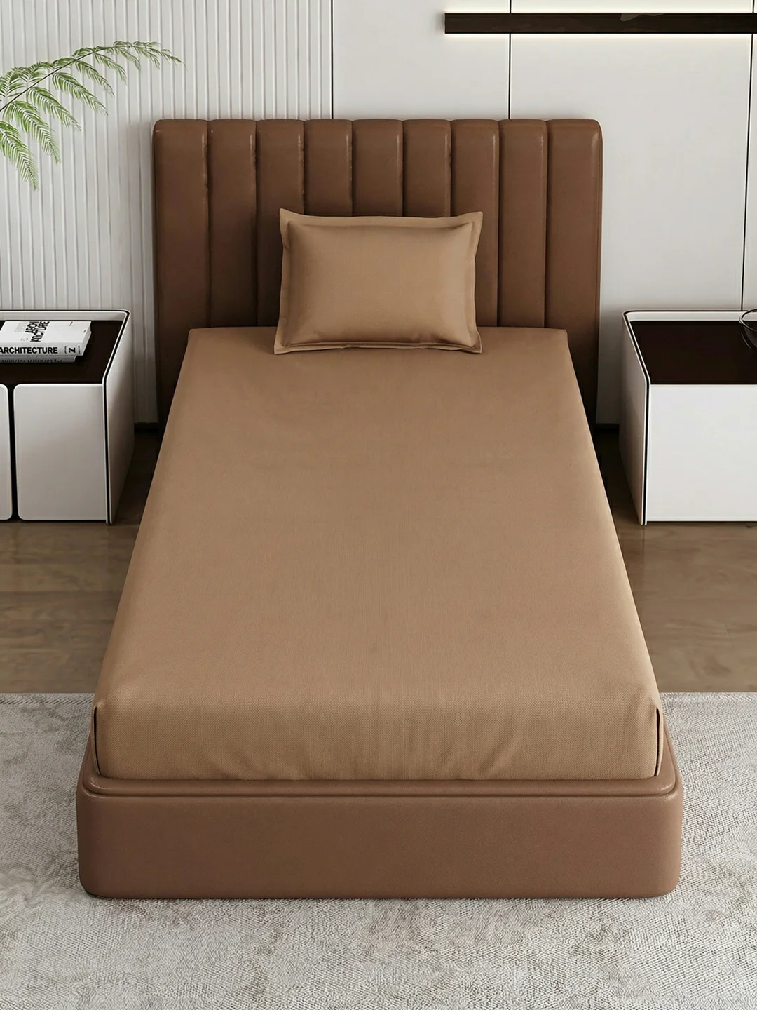 Premium 210 TC Pure Cotton Single Bed Bedsheet with 1 Pillow Cover Classique Casa Solids Collection - Image 4