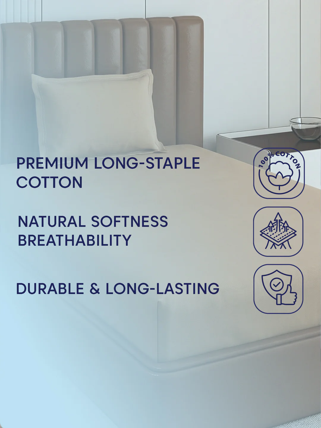 Premium 210 TC Pure Cotton Single Bed Bedsheet with 1 Pillow Cover Classique Casa Solids Collection - Image 9