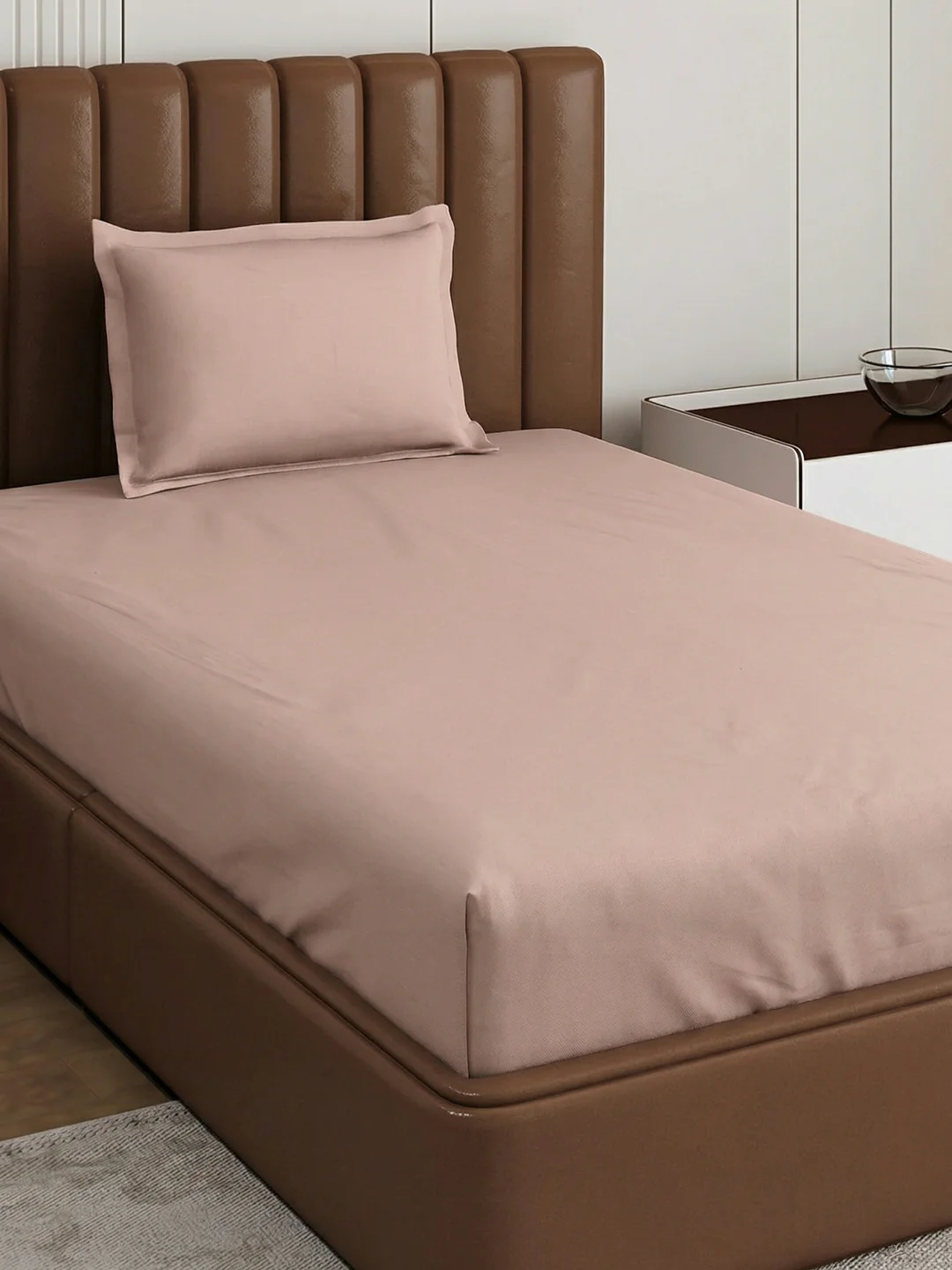 Premium 210 TC Pure Cotton Single Bed Bedsheet with 1 Pillow Cover Classique Casa Solids Collection