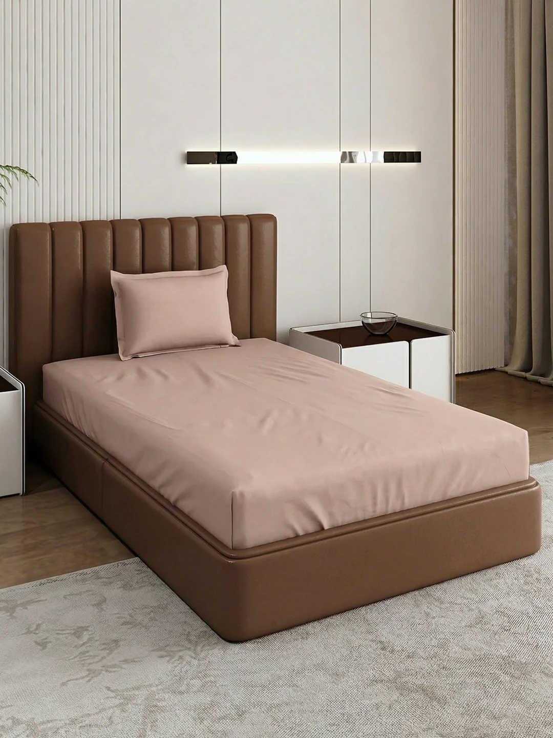 Premium 210 TC Pure Cotton Single Bed Bedsheet with 1 Pillow Cover Classique Casa Solids Collection - Image 2