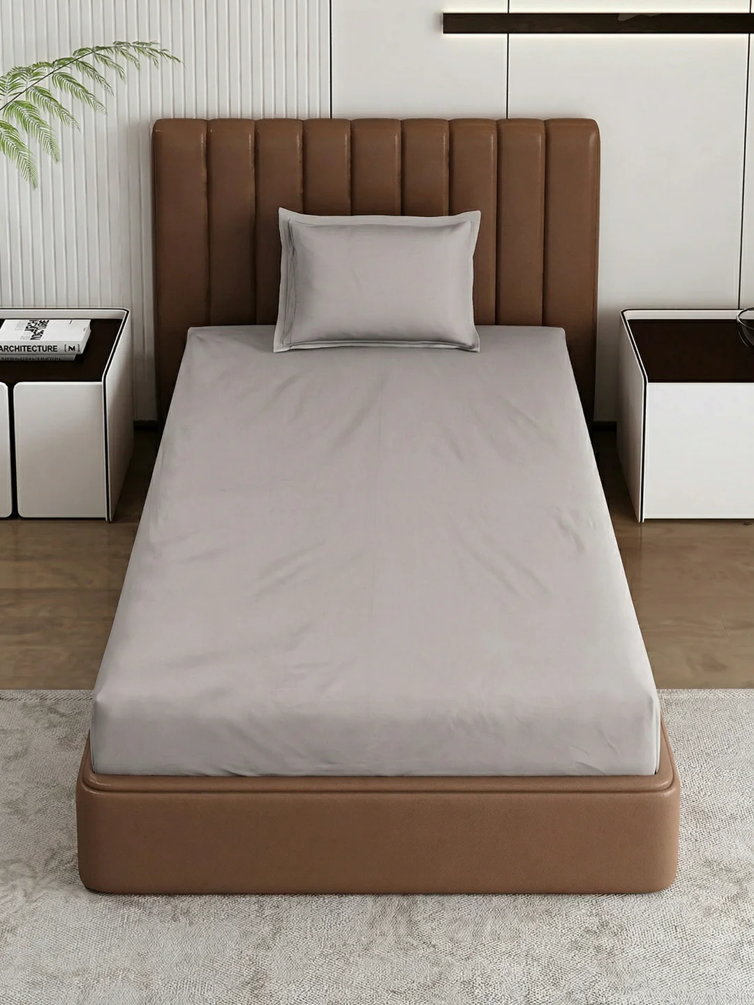 Premium 210 TC Pure Cotton Single Bed Bedsheet with 1 Pillow Cover Classique Casa Solids Collection - Image 4