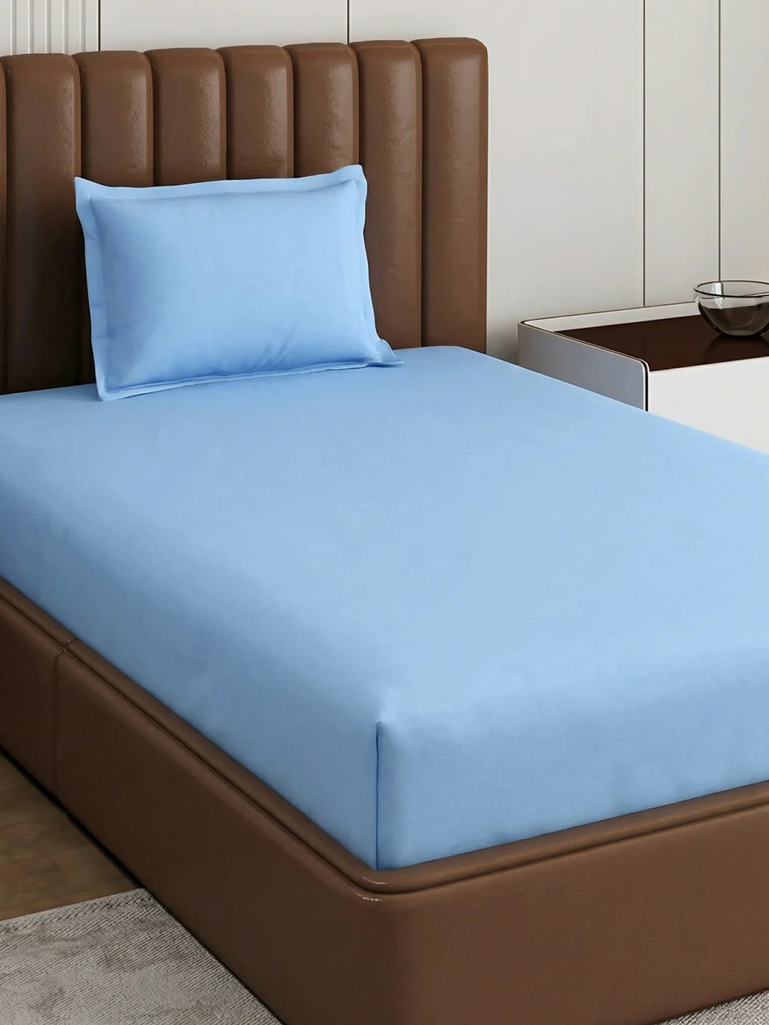Premium 210 TC Pure Cotton Single Bed Bedsheet with 1 Pillow Cover Classique Casa Solids Collection