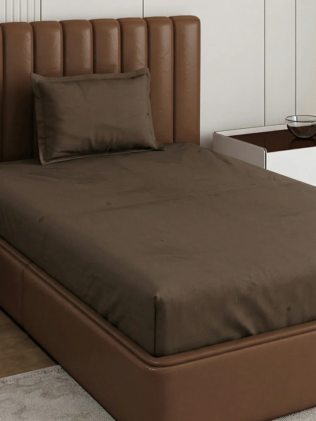 Premium 210 TC Pure Cotton Single Bed Bedsheet with 1 Pillow Cover Classique Casa Solids Collection