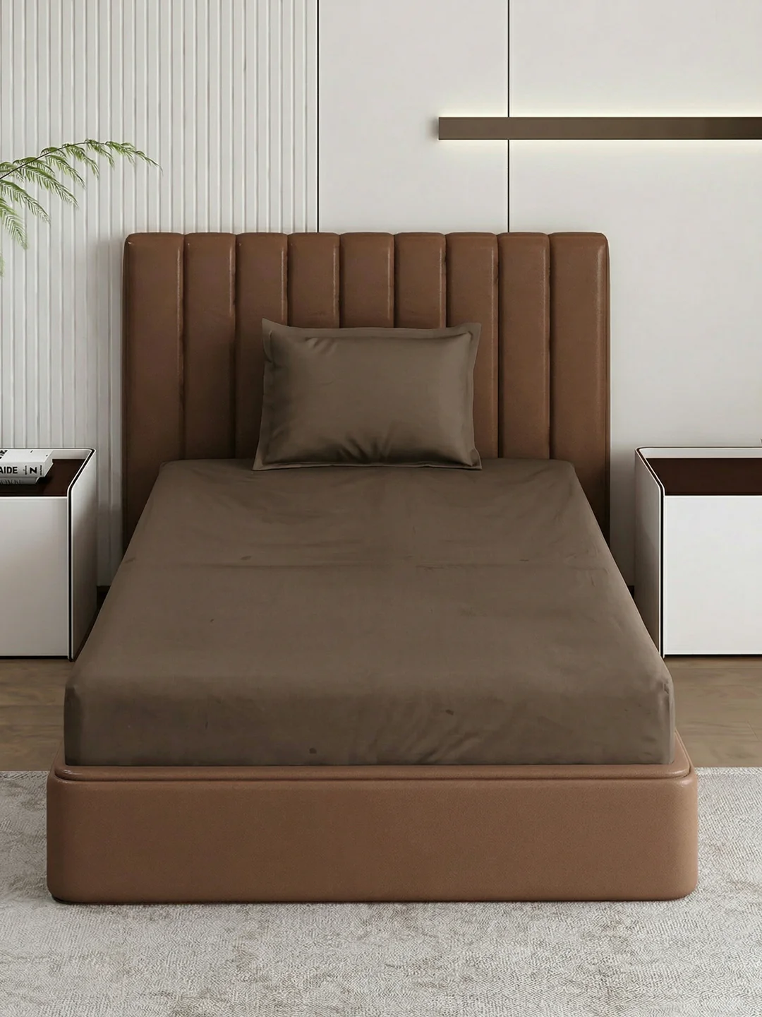 Premium 210 TC Pure Cotton Single Bed Bedsheet with 1 Pillow Cover Classique Casa Solids Collection - Image 3