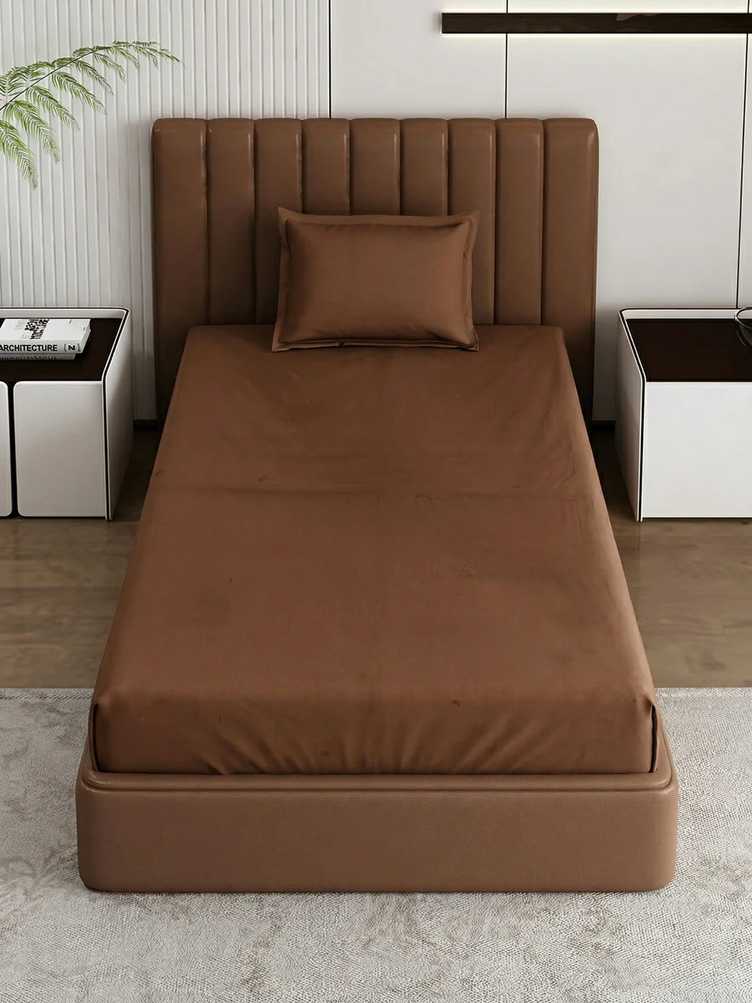Premium 210 TC Pure Cotton Single Bed Bedsheet with 1 Pillow Cover Classique Casa Solids Collection - Image 4