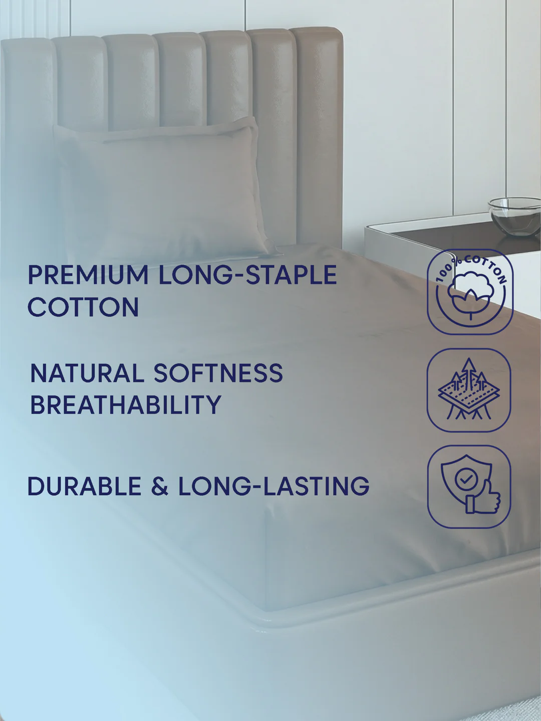 Premium 210 TC Pure Cotton Single Bed Bedsheet with 1 Pillow Cover Classique Casa Solids Collection - Image 9