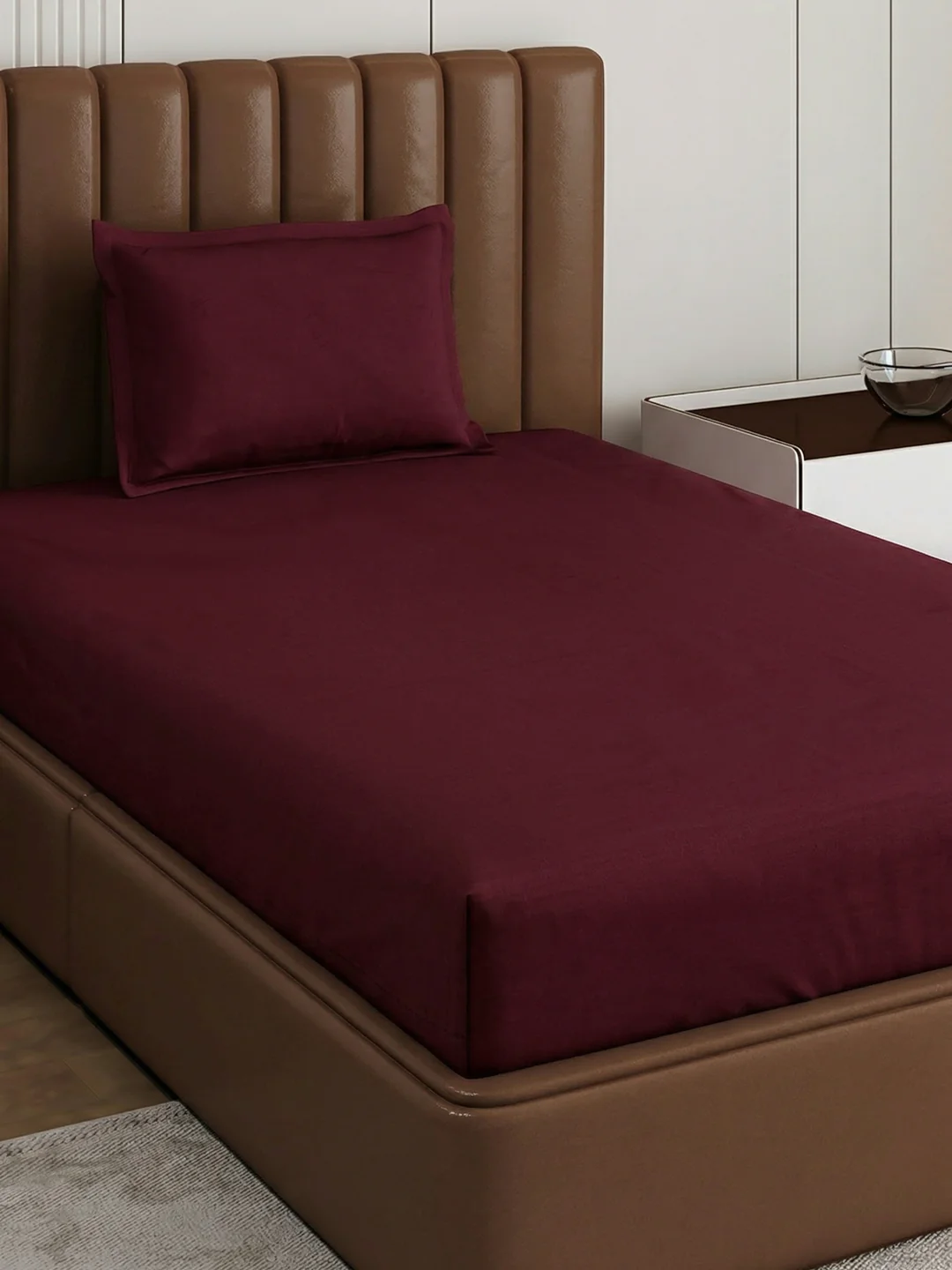 Premium 210 TC Pure Cotton Single Bed Bedsheet with 1 Pillow Cover Classique Casa Solids Collection