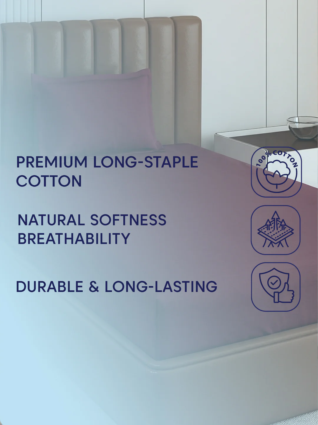 Premium 210 TC Pure Cotton Single Bed Bedsheet with 1 Pillow Cover Classique Casa Solids Collection - Image 9