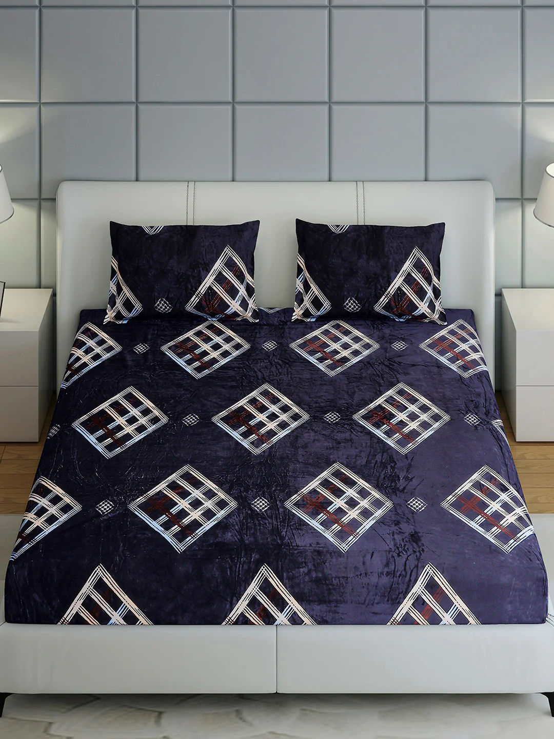 247 GSM Polyester King Bed 1 Bedsheet with 2 Pillow Cover (Teresa) - Image 3