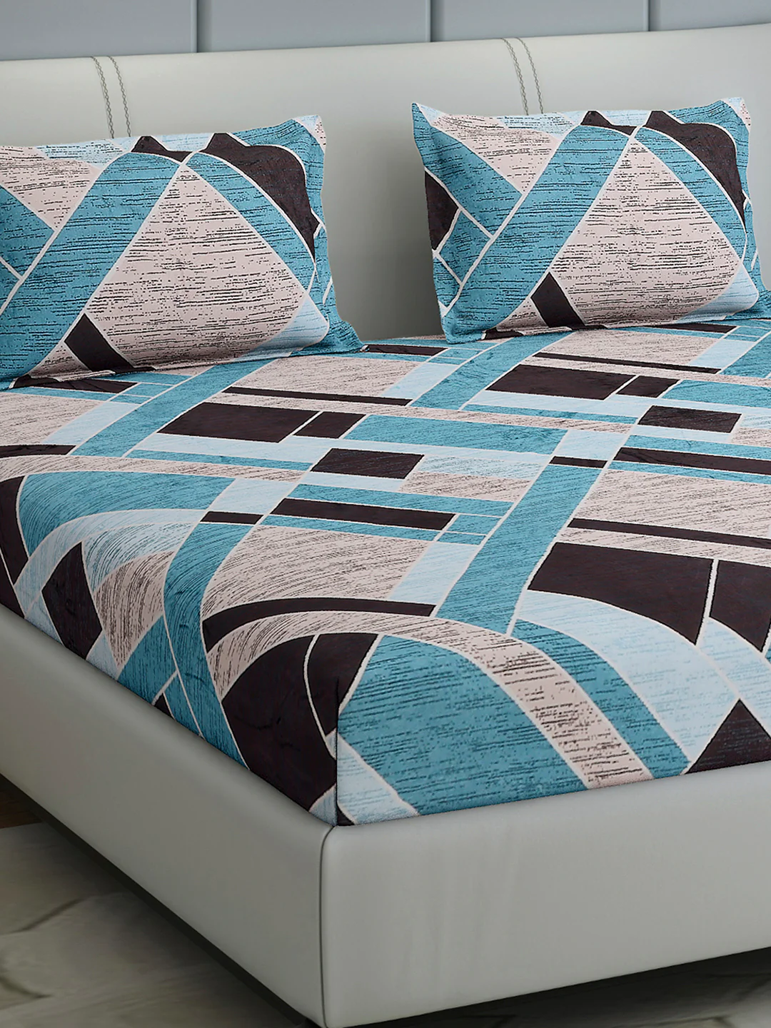 247 GSM Polyester King Bed 1 Bedsheet with 2 Pillow Cover (Teresa)