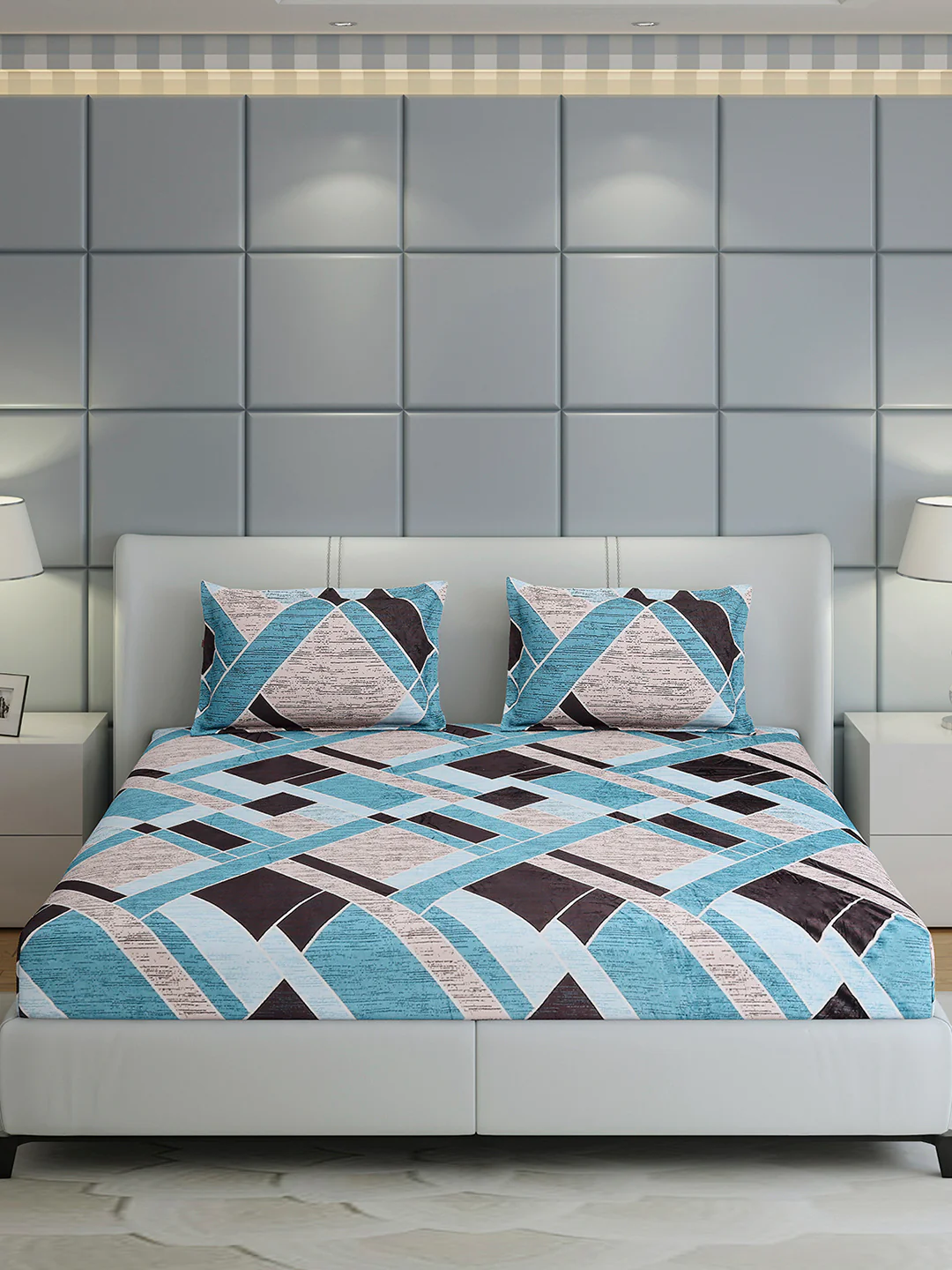 247 GSM Polyester King Bed 1 Bedsheet with 2 Pillow Cover (Teresa) - Image 2