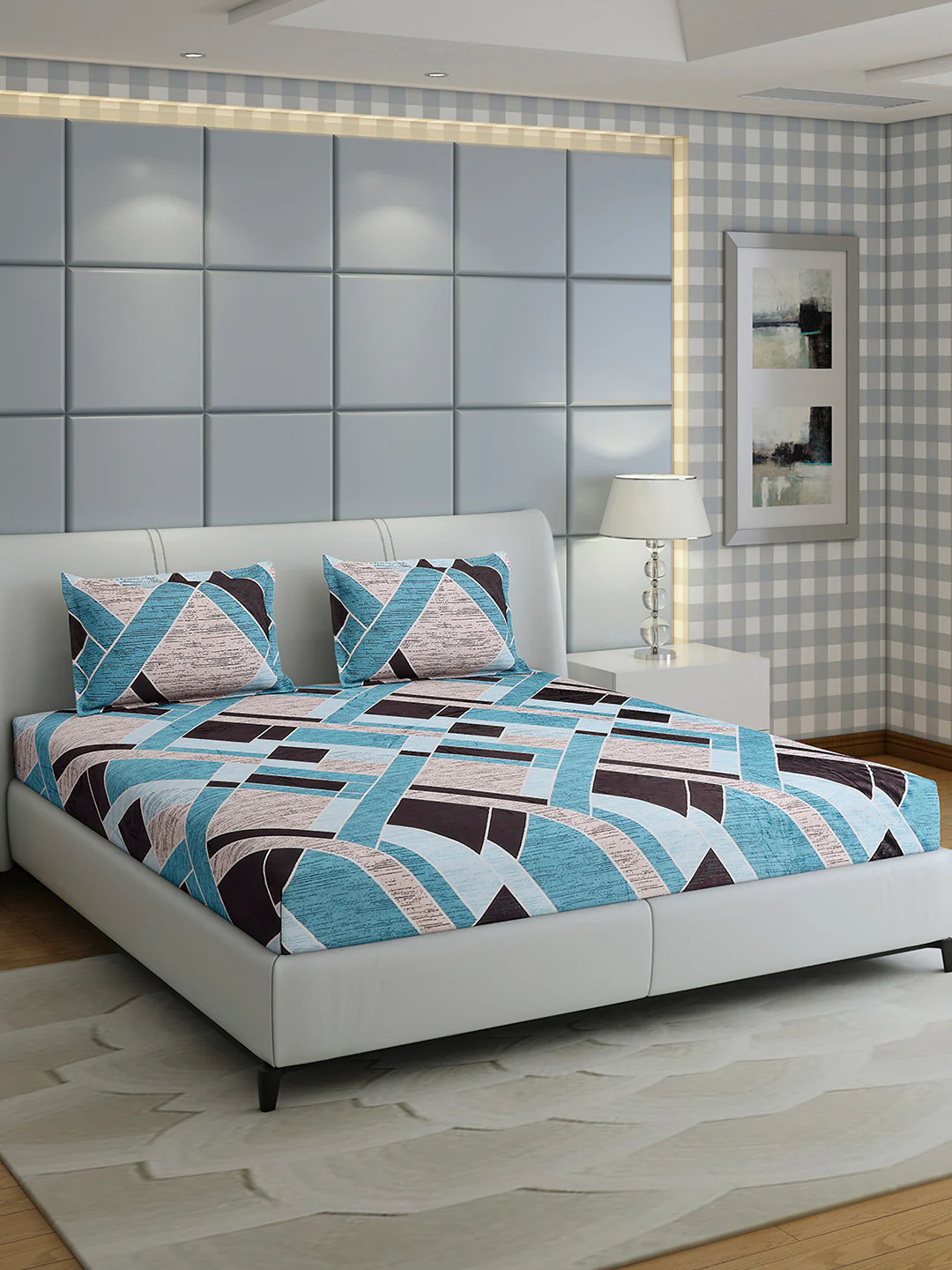 247 GSM Polyester King Bed 1 Bedsheet with 2 Pillow Cover (Teresa) - Image 4