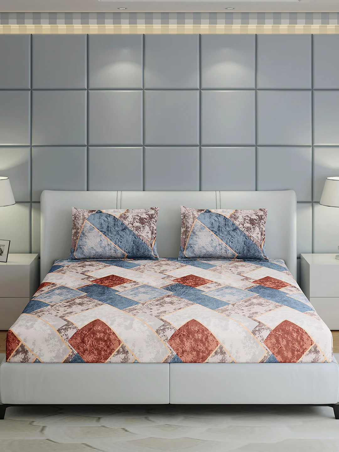 247 GSM Polyester King Bed 1 Bedsheet with 2 Pillow Cover (Teresa) - Image 2