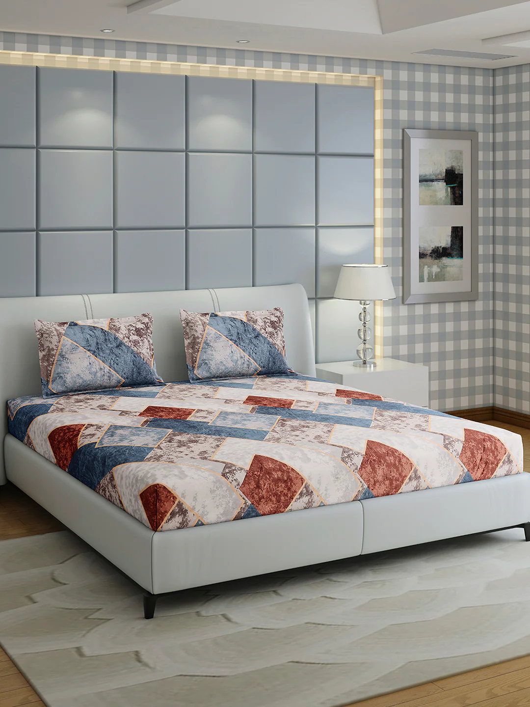 247 GSM Polyester King Bed 1 Bedsheet with 2 Pillow Cover (Teresa) - Image 4