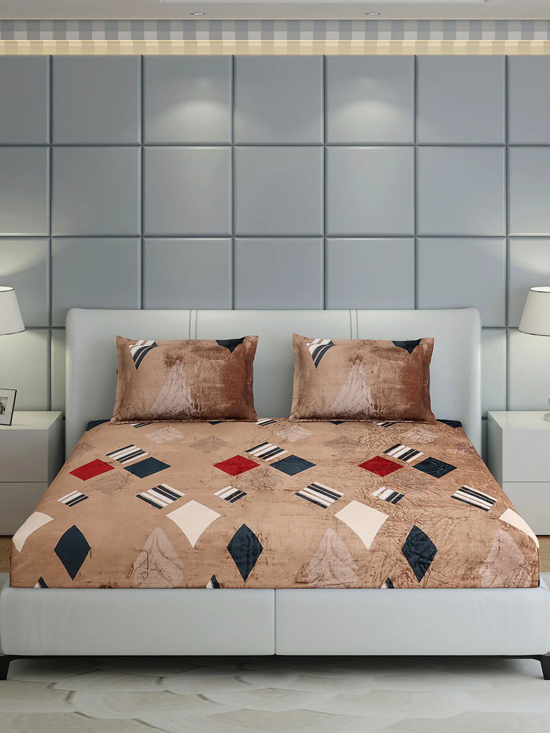247 GSM Polyester King Bed 1 Bedsheet with 2 Pillow Cover (Teresa) - Image 2