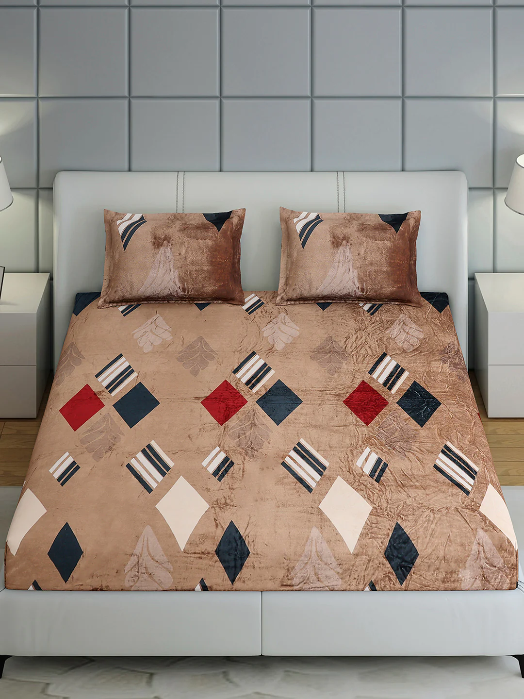 247 GSM Polyester King Bed 1 Bedsheet with 2 Pillow Cover (Teresa) - Image 3