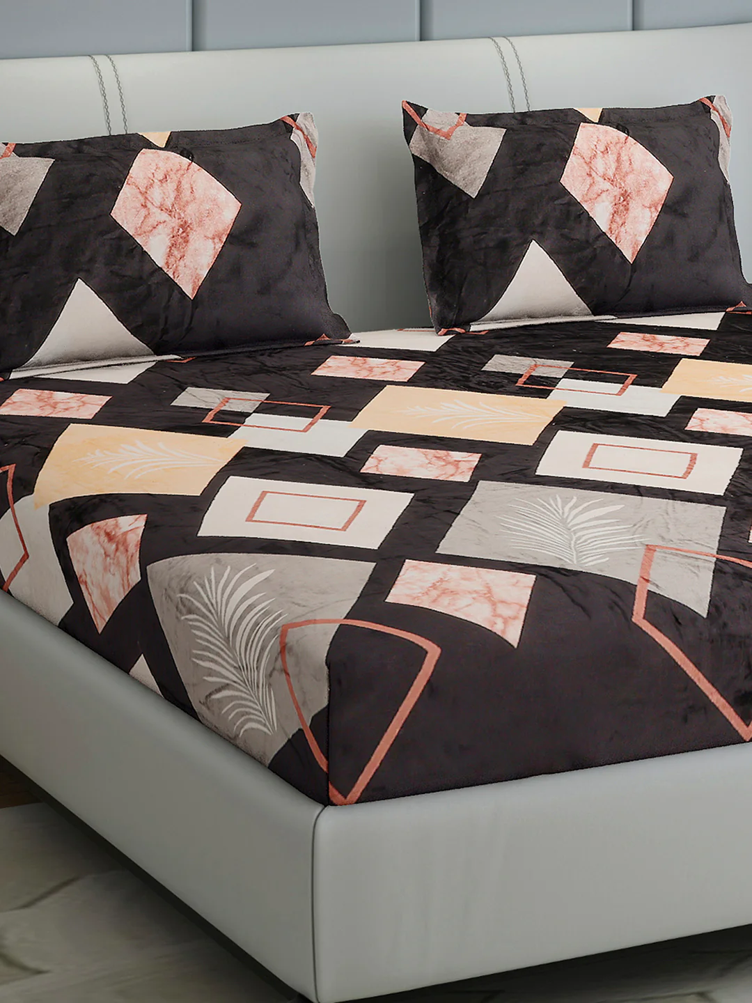 247 GSM Polyester King Bed 1 Bedsheet with 2 Pillow Cover (Teresa)